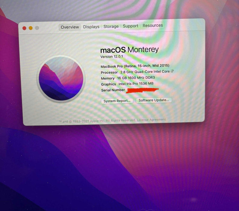 Apple MacBook Pro 15" Mid 2015 i7-4980HQ 16GB 512SSD No Power Adapter READ