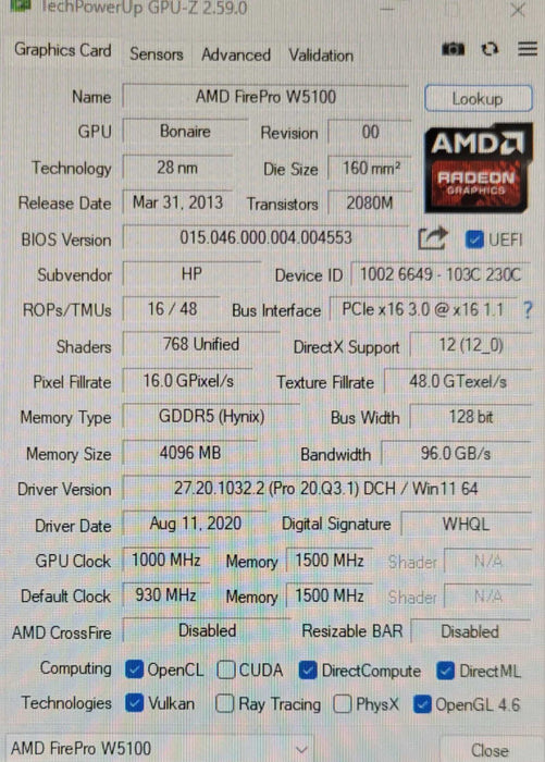 AMD Firepro W5100 4GB GDDR5 4x Display Ports graphic cards _