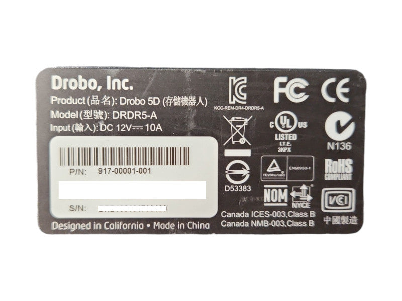 Drobo 5D, DRDR5-A 5-Bay Storage Array, No HDD, READ
