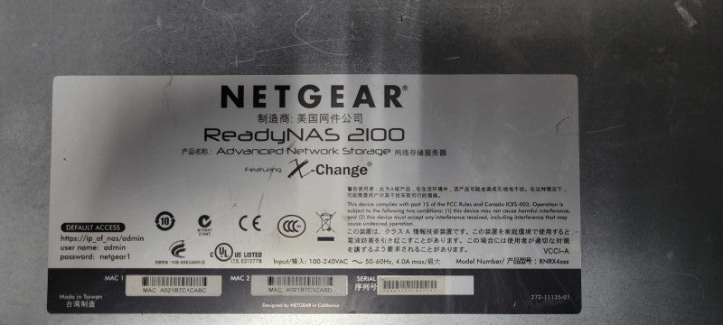 NetGear ReadyNAS 2100 advanced network storage w/ 4x 3TB HDDs, READ _