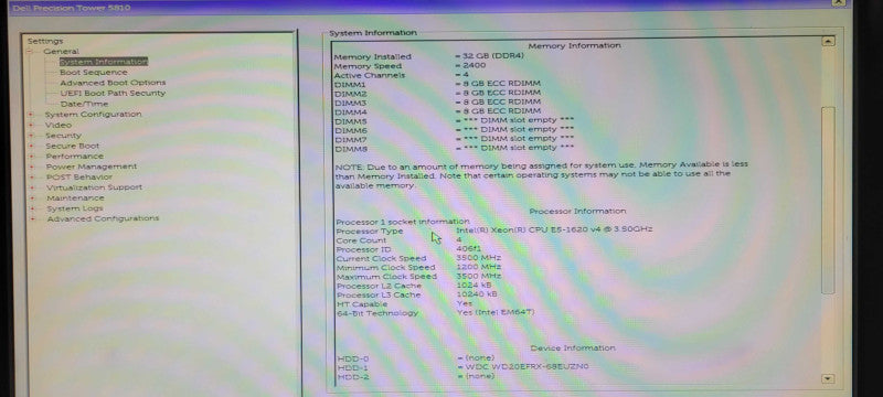 DELL Precision T5810 Xeon E5-1620v4 3.5Ghz 32GB DDR4, 2TB HDD, Quadro M2000 _