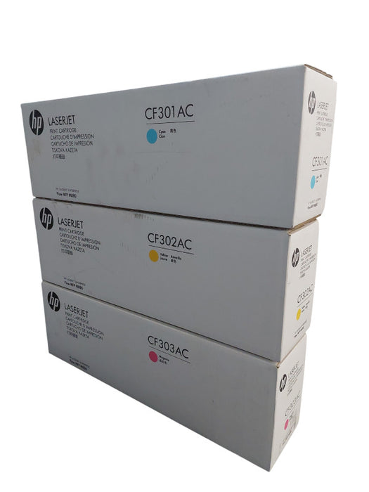 SET HP CF301AC,CF302AC,CF303AC LaserJet Print Cartridge Cyan, Yellow, Magenta =