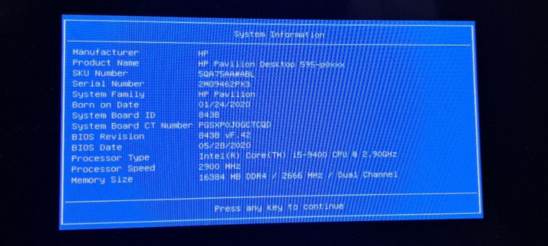 HP Desktop i5-9400 CPU|16GB RAM | 1.25TB