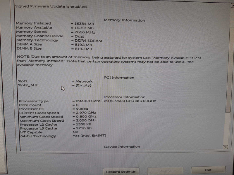 Dell OptiPlex 7470 AIO Intel i5-9500 @ 3.00GHz , 16GB DDR4, No HDD/SSD/M.2 Q