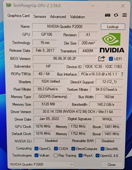 NVIDIA Quadro P2000 | 5GB GDDR5 Graphics Card | 4x DisplayPort