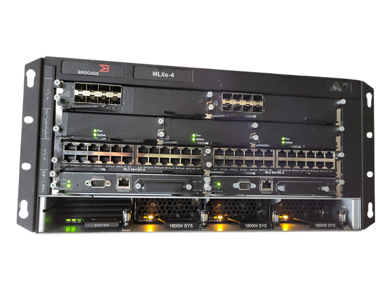 Brocade BR-MLXE-4-MR2-M-AC Multiservice IP/MPLS SDN Router READ $