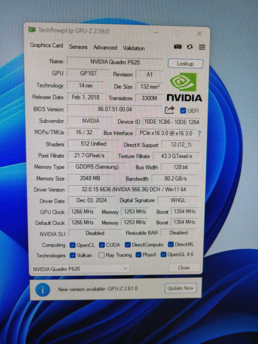 Nvidia Quadro P620 2GB GDDR5 PCIE Graphics Card 4x Mini DisplayPort !