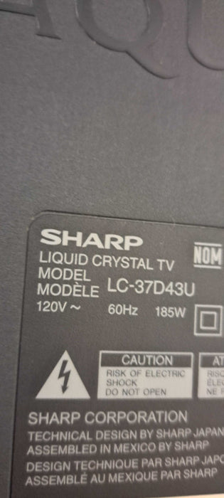 Sharp LC-37D43U 37" HD TV | No remote, No stand