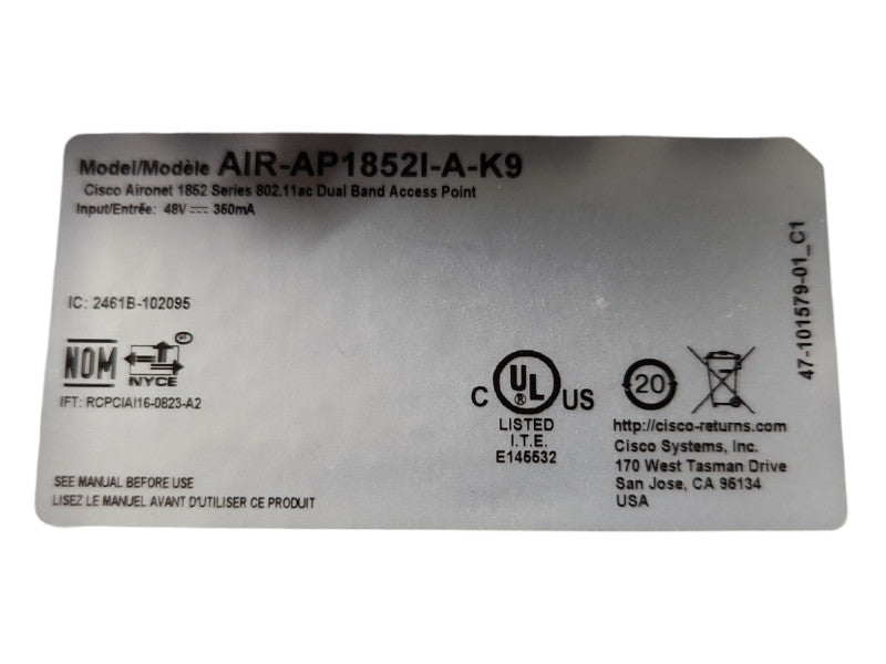 Cisco AIR-AP1852I-A-K9, Dual Band AC Wireless Access Point, Factory Reset