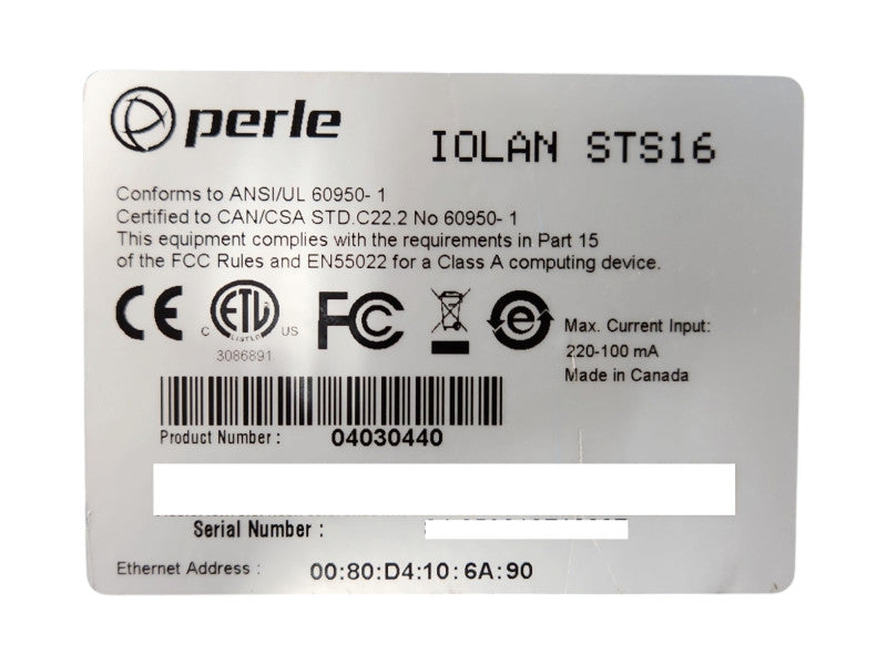 Perle Iolan STS16 IOLAN STS Rack Serial to Ethernet Terminal Server