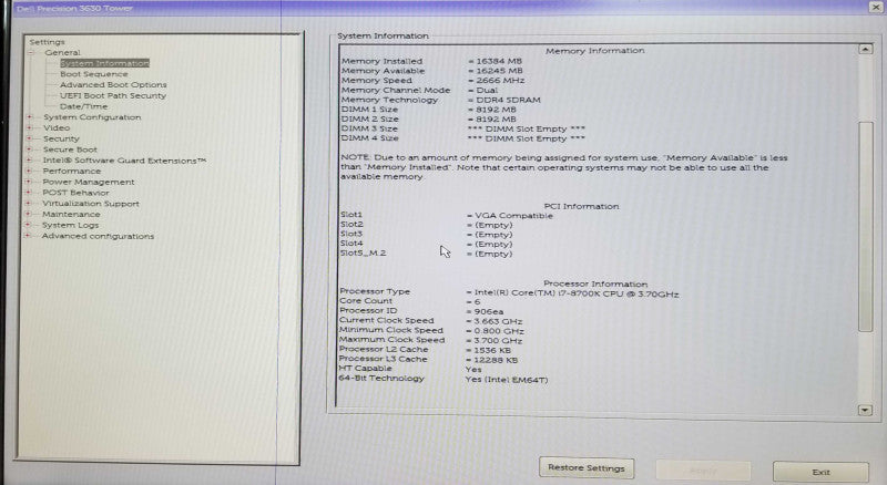 Dell Precision 3630 Tower | i7-8700K @3.70GHz | 16GB DDR4| No HDD/SSD | Q