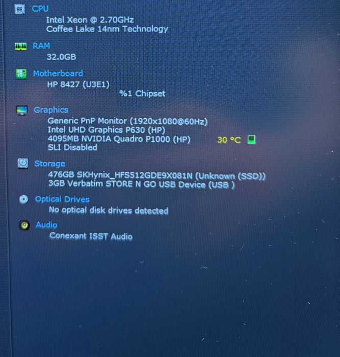 HP ZBook Studio Z5 XEON E-2176M@2.7Gh QUADRO P1000 4GB GPU 32GB RAM 512GB SSD Q Lap200