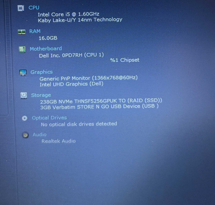 Dell Latitude 3410 Intel Core i5-10210U@1.6GHz 16GB DDR4 RAM 256GB SSD READ Q Lap200