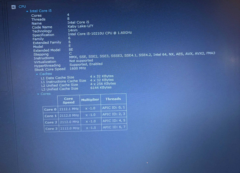 Dell Latitude 3410 Intel Core i5-10210U@1.6GHz 16GB DDR4 RAM 256GB SSD READ Q Lap200
