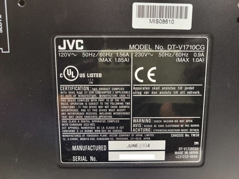 Vintage JVC 17inch dt-v1710cg grade 1 monitor with HDSDI input READ $