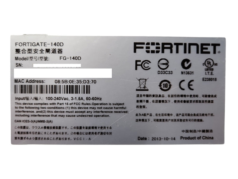 Fortinet 140D Fortigate-140D FG-140D Firewall, READ