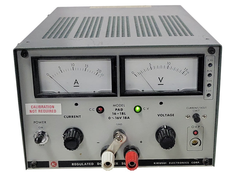 Kikusui PAD 16-18L 0-16V 18A Regulated DC Power Supply Input 120 VAC, READ _