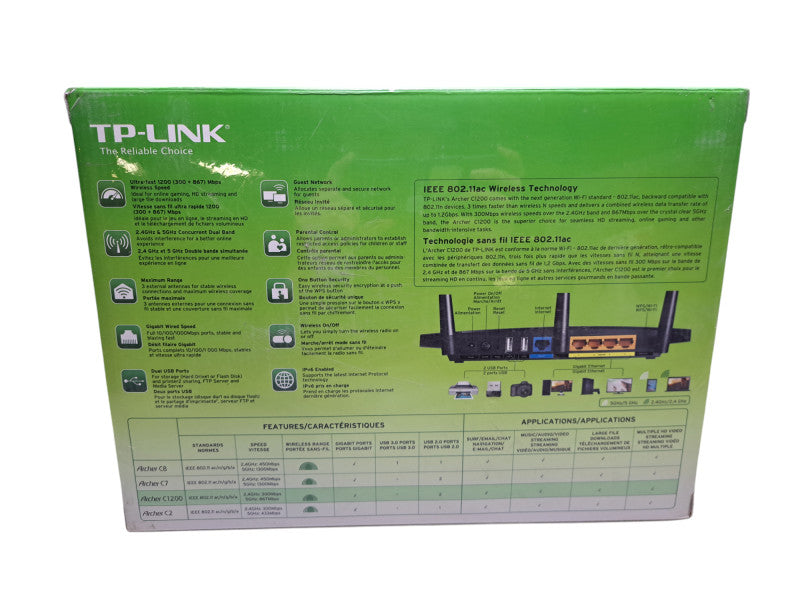 (New) TP-Link AC1200 Wireless Dual Band Gigabit WiFi Router Archer C1200 Q