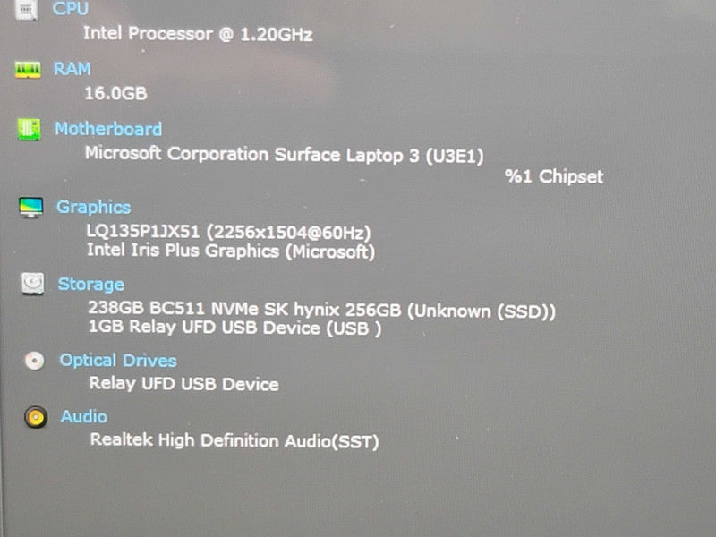 Microsoft Surface Laptop 3| i5-1035G7| 16GB RAM| 256GB SSD PARTS/REPAIR  β Bu β BudLap