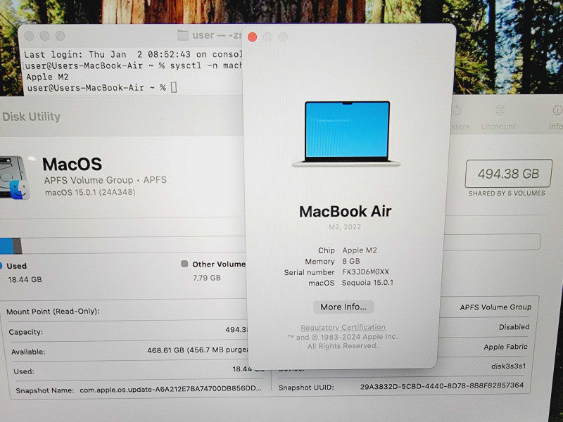 Apple Macbook Air 2022 13" 8-Core M2 @ 3.49GHz 8GB Ram 500GB SSD 10-Core GPU (