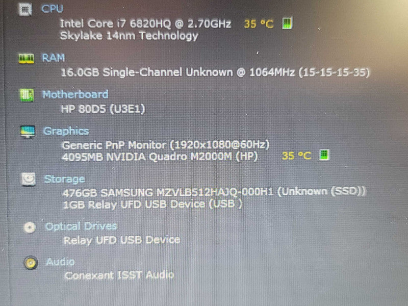 HP ZBook 15 G3| i7-6820HQ| 16GB DDR4| Quadro M2000| 512GB SSD no ac adapter   Qβ BudLap