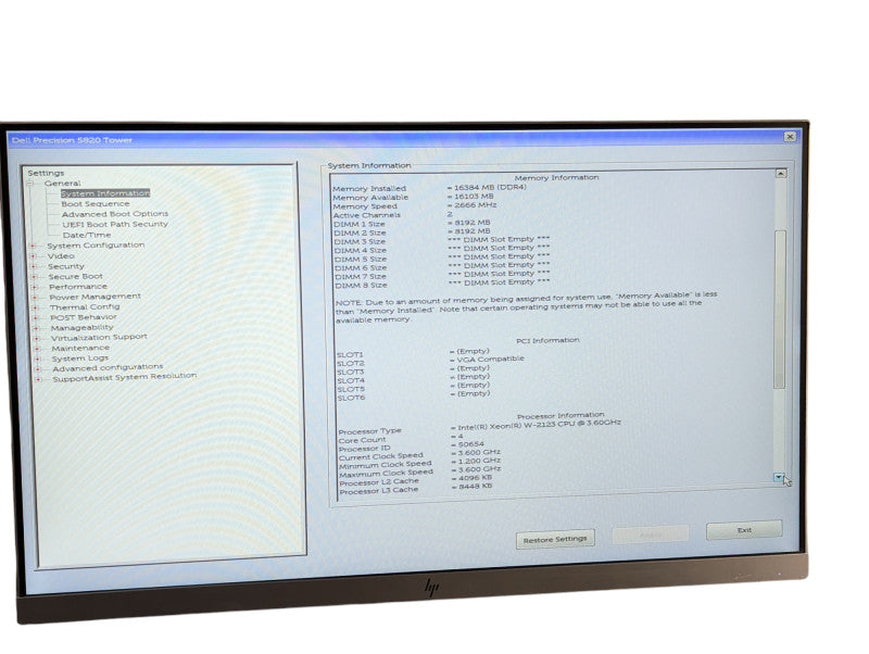 DELL Precision 5820 Workstation Intel Xeon W-2123 16GB RAM PLEASE READ  -