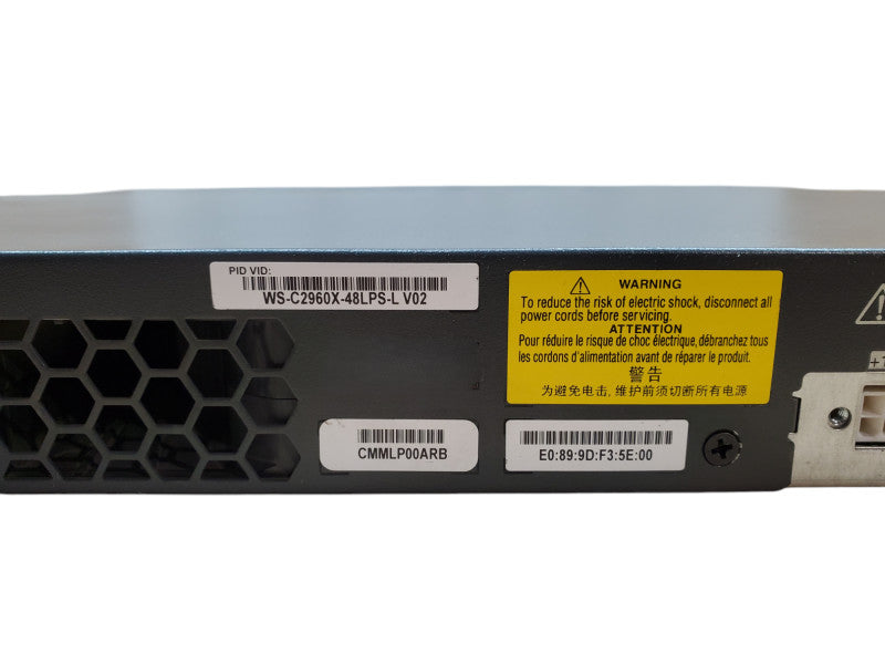 Cisco WS-C2960X-48LPS-L V02, 48-Port Gigabit PoE+ 370W Switch, 4x SFP Q