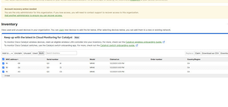 Cisco Meraki MR46-HW CLOUD MANAGED ACCESS POINT UNCLAIMED Q$