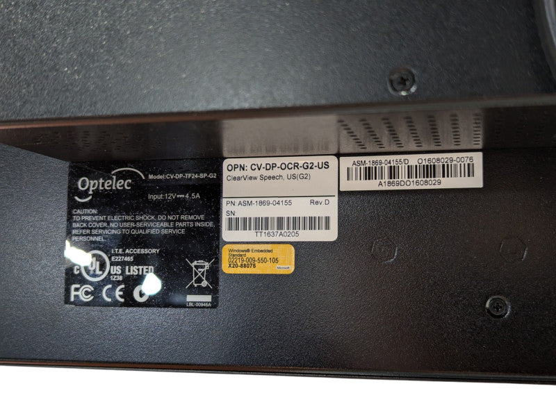 Optelec ClearView Speech CV-DP-TF24-SP-G2 ASM-1869-04155 Please READ  -
