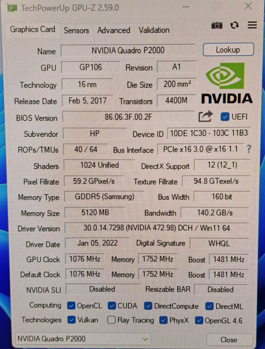 NVIDIA Quadro P2000 | 5GB GDDR5 Graphics Card | 4x DisplayPort