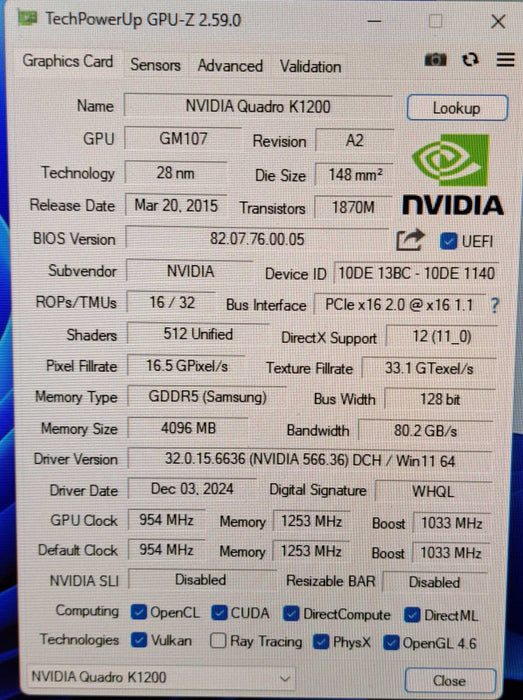 NVIDIA Quadro K1200 | 4GB GDDR5 Low Profile Graphics Card | 4x MiniDP
