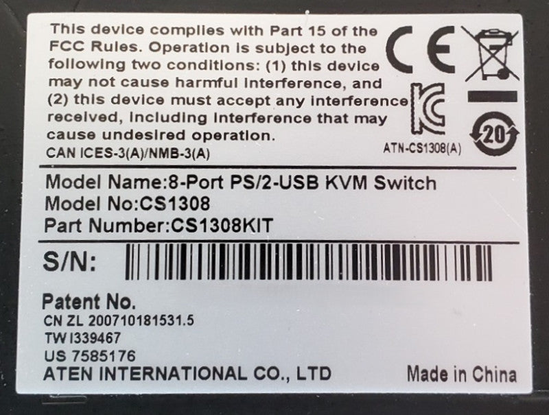ATEN MasterView Max CS1308 PS/2-USB KVM 8-Port Switch | *READ*