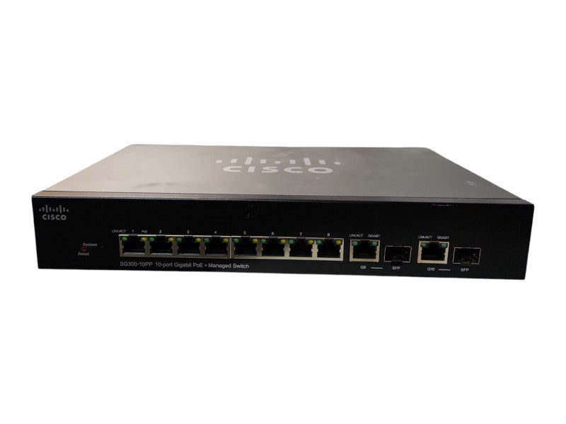 Cisco SG300-10PP-K9 V03, 10-Port Gigabit PoE+ Managed Switch