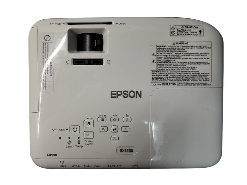 Epson Ex3260 / H824A SVGA 3LCD Projector, Lamp Hour: 24Hrs w/ Cords & Bag