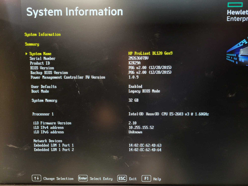HP ProLiant DL120 Gen9 | Xeon E5-2603 v3 | 32GB DDR4 | No HDD/RAID |  $