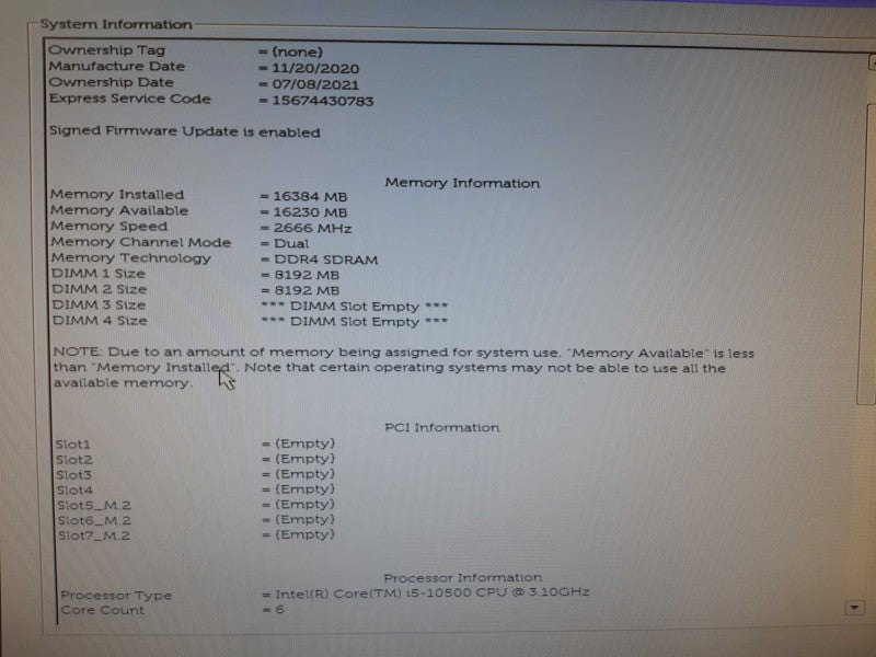 Dell optiplex 7080, Tower Desktop i5-10500 @ 3.10GH 16GB DDR4, 256SSD, No OS Q