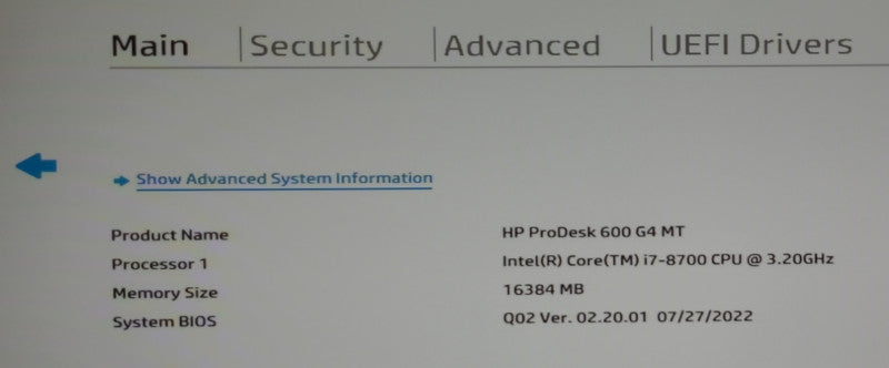 HP ProDesk 600 G4 MT Intel core i7-8700 @ 3.20GHz 16GB DDR Ram  -
