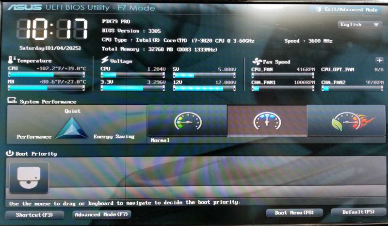 Custom Tower Desktop, Intel i7-3820 @3.60GHz, 32GB  RAM, No HDD