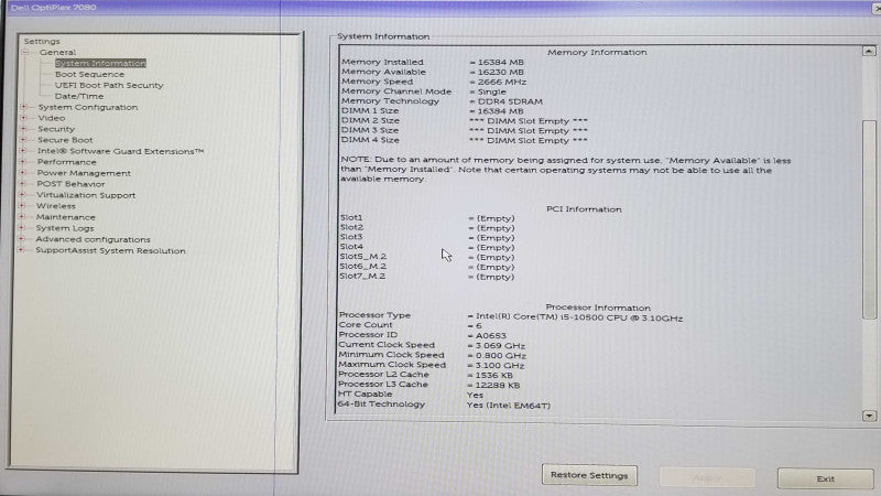 Dell Optiplex 7080 Tower | i5- 10500 CPU @ 3.10GHz | 16GB DDR4 No HDD/SSD