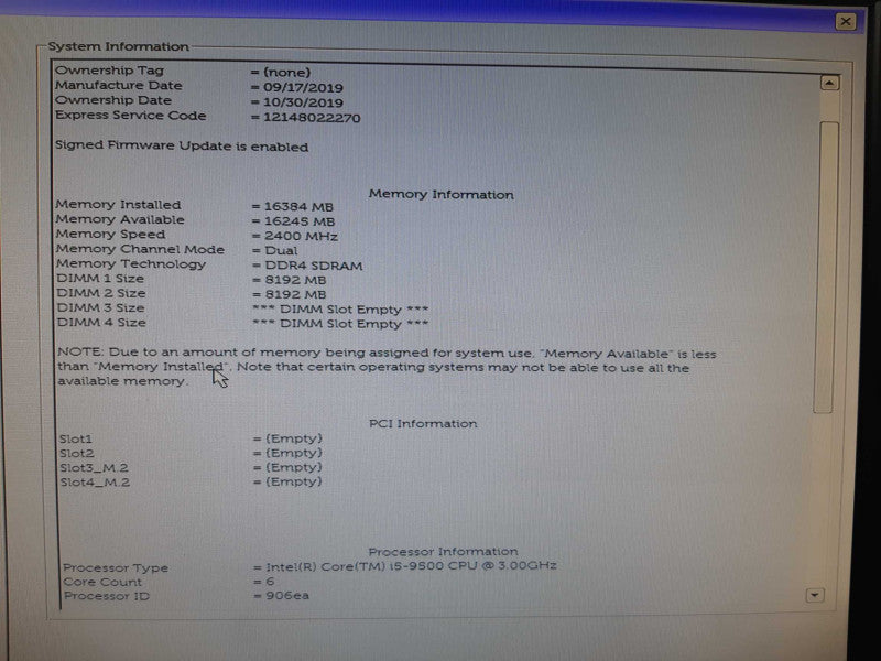 Dell OptiPlex 5070, SFF Desktop, i5-9500 CPU @ 3.00 GHz, 16GB DDR4, No HDD  Q