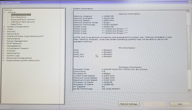 Dell Optiplex 5070 SFF | i7- 9700 CPU @ 3.00GHz | 16GB DDR4 | NO HDD Q