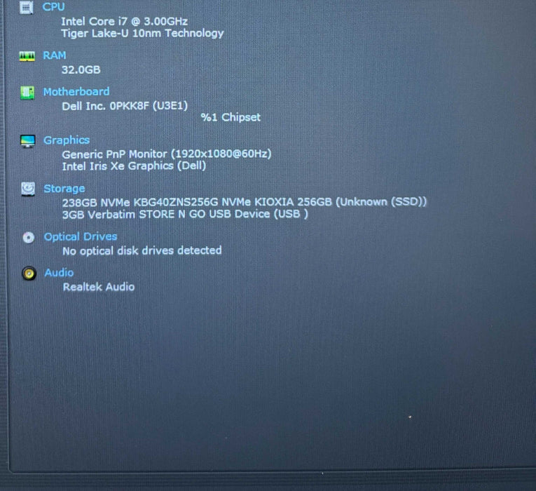 Dell Latitude 7420 i7-1185G7 32GB RAM 256GB SSD No Power Adapter READ! Q Lap200