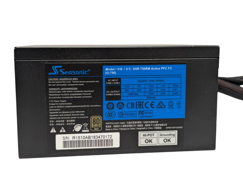 SeaSonic G-Series 750W 80 Plus Gold Semi Modular Power Supply SSR-750RM  -