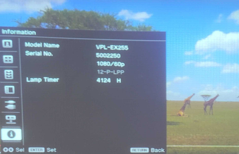 Sony VPL-EX255 3LCD Projector, 4124 Hrs, No Remote Q_