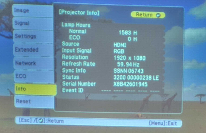 Epson Powerlite X49 H982A 3LCD 3500 Lumens Projector 1583 HRS, No Remote _