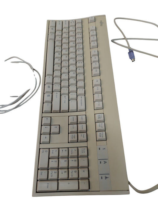 Vintage Fujitsu & Logitech PS/2 Keyboard FKB8729 & Mouse M-S48a Combo  =