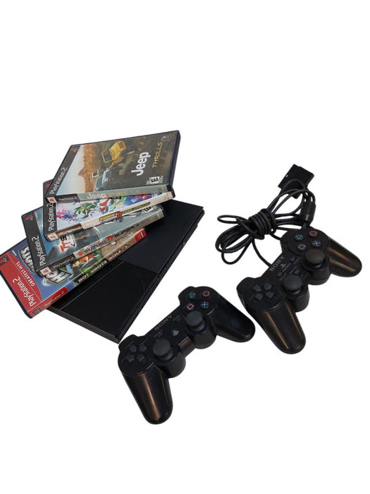 Sony Playstation 2 Slim scph-90001, Two Controller & 4 Games / No AV Cables  =