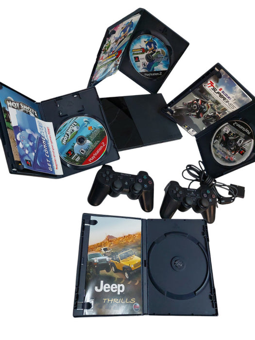 Sony Playstation 2 Slim scph-90001, Two Controller & 4 Games / No AV Cables  =