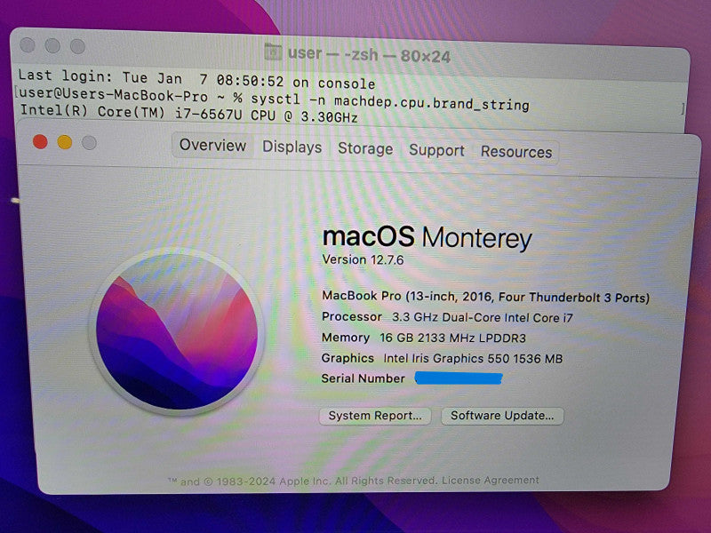 Apple MacBook Pro 2016 A1706 13" | i7-6567U @3.3GHz 16GB RAM 512GB SSD - READ