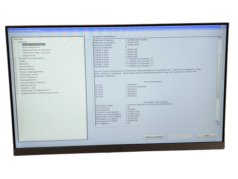 DELL Precision 5820 Workstation Intel Xeon W-2133 32GB RAM PLEASE READ -